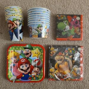 Set of Nintendo Super Mario Characters Cups Plates Napkins - kids party birthday